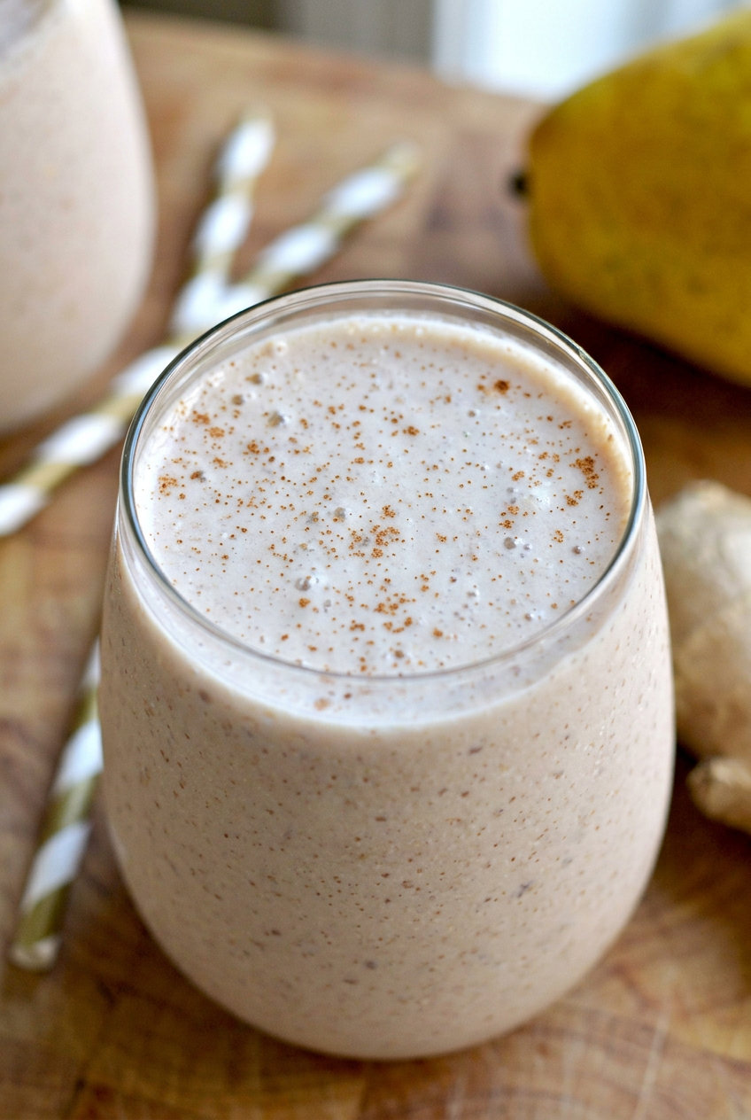 Pear Ginger Cinnamon Oat Smoothie