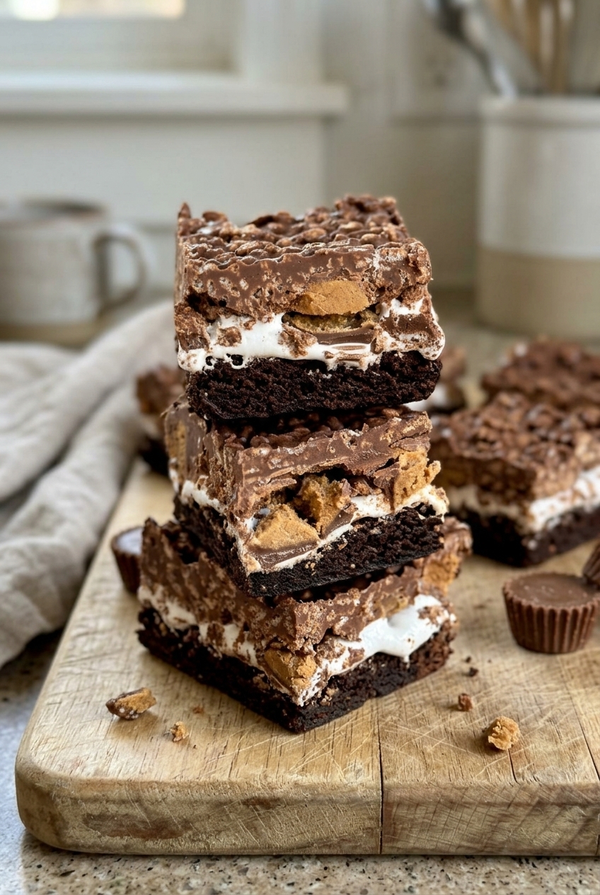 Reeses Marshmallow Brownie Bars