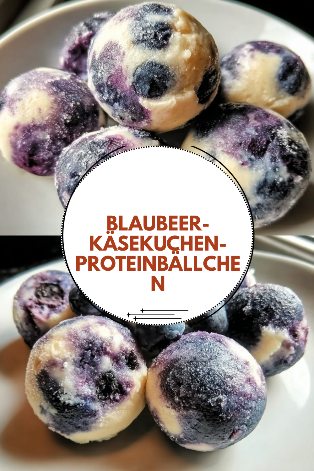 Blaubeer-Käsekuchen-Proteinbällchen