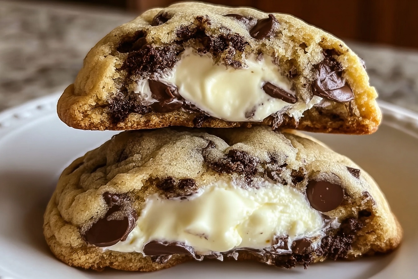 Chocolate Chip Cookies With Creamy Cheesecake Filling