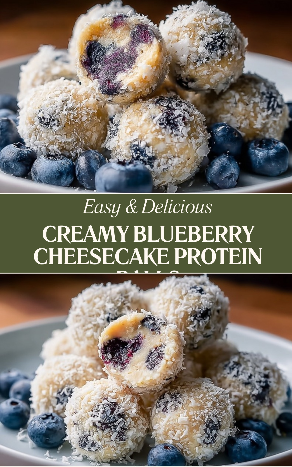 Creamy Blueberry Cheesecake Protein Balls