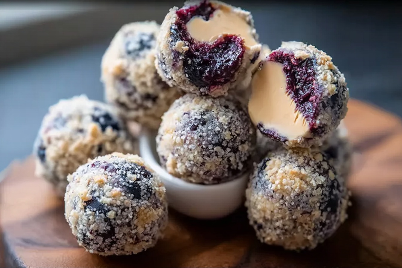 Creamy Blueberry Cheesecake Protein Balls
