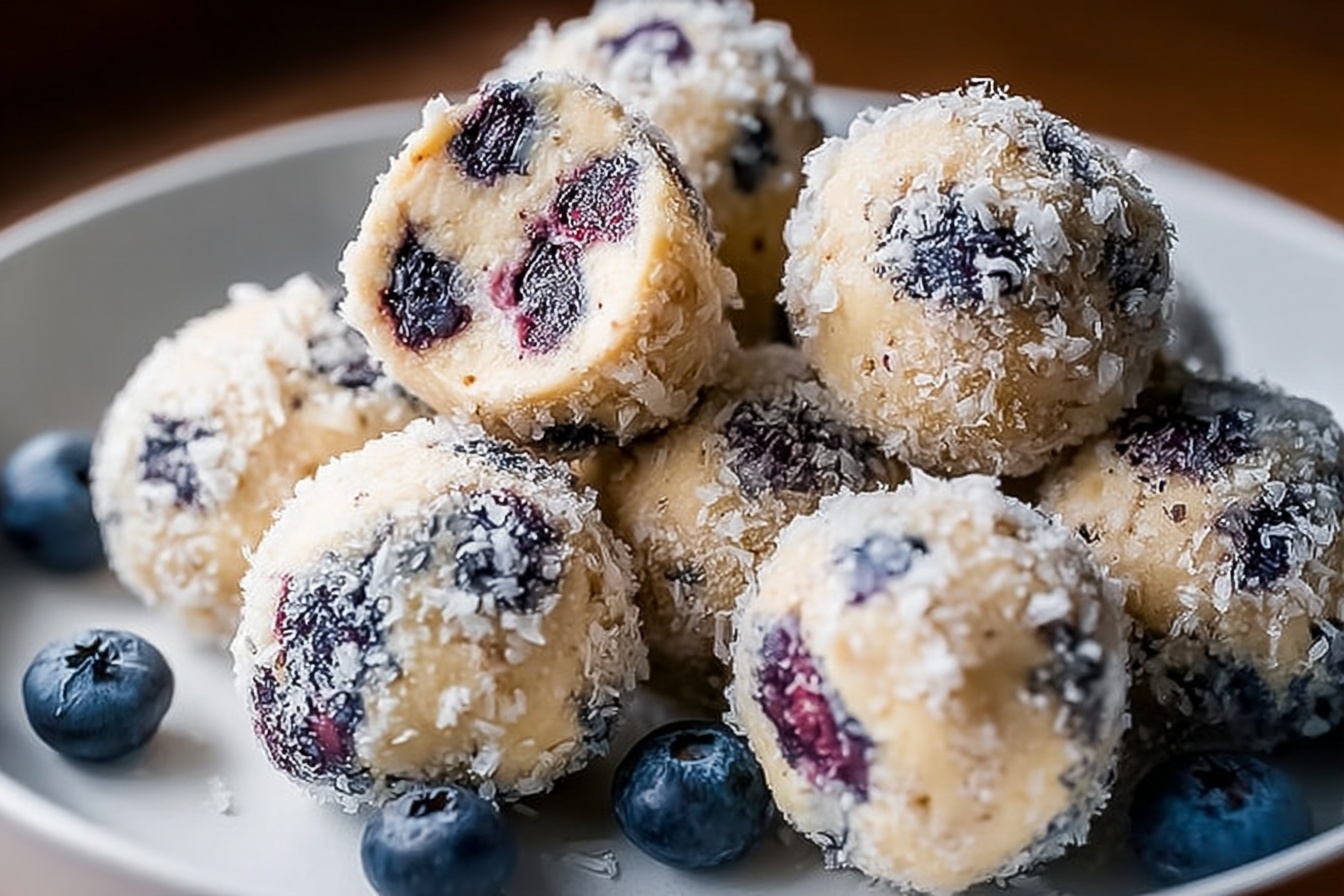Creamy Blueberry Cheesecake Protein Balls