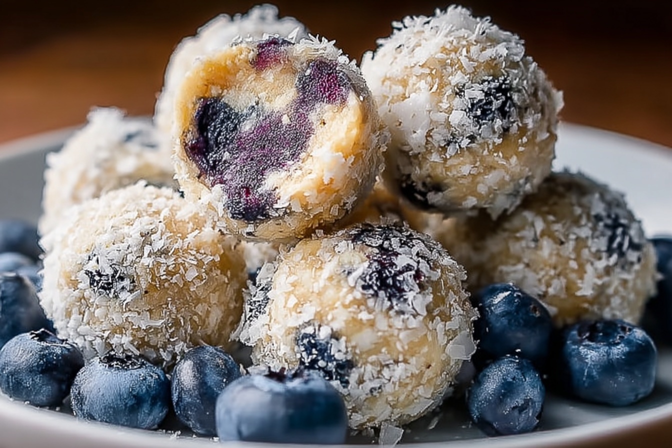 Creamy Blueberry Cheesecake Protein Balls