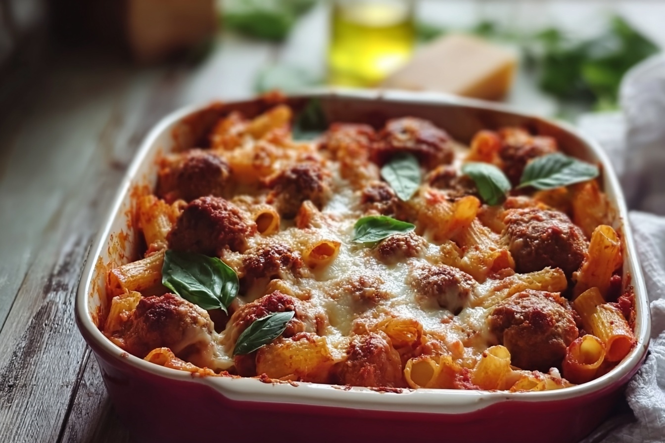 Italian Meatball Pasta Bake