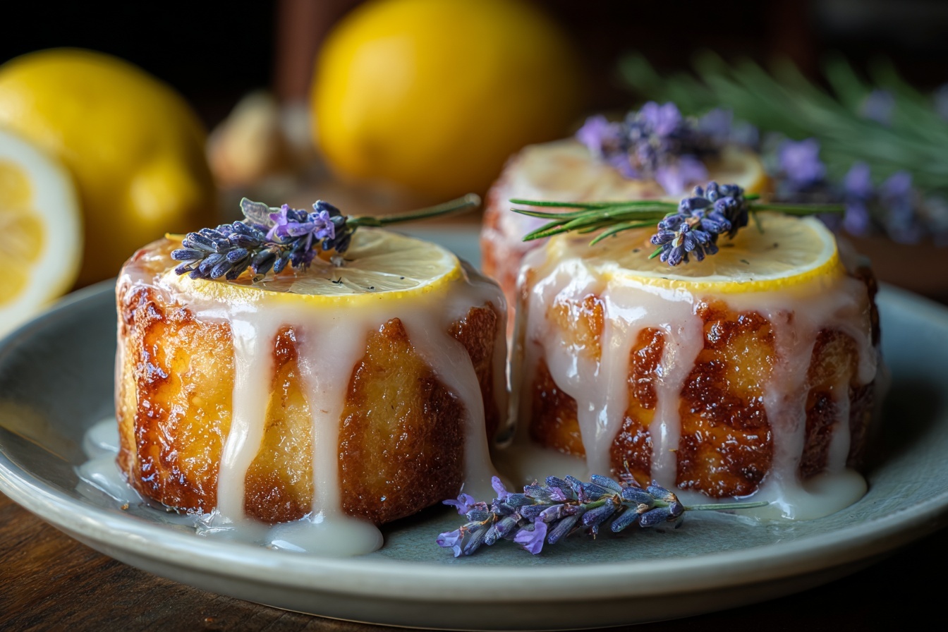 Mini Lemon Cakes With Lavender Glaze