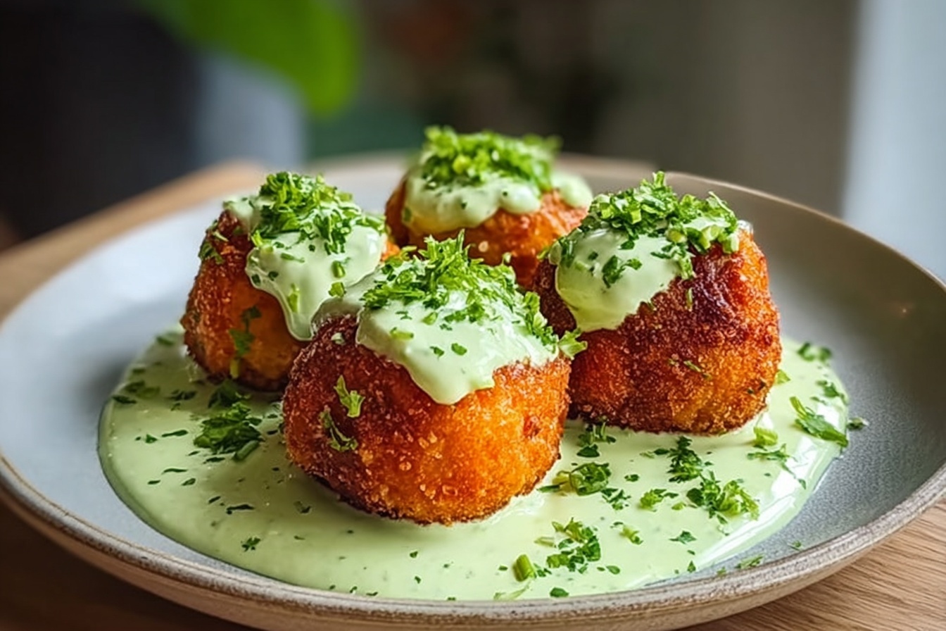 Salmon Balls With Creamy Avocado Sauce